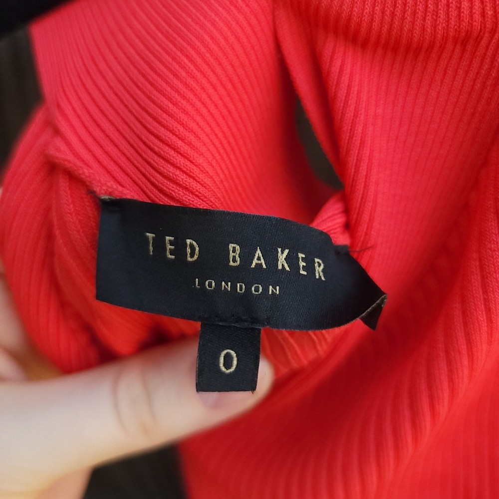 Ted Baker Red Sionna Halter Midi Dress Size 0 - Picture 9 of 10